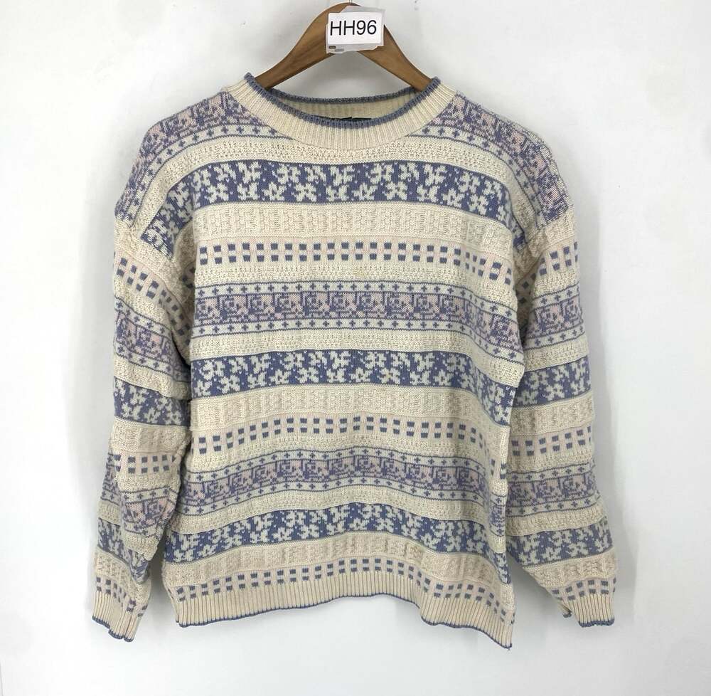 Vintage 90s Cabin Creek Fair Isle Cotton Grandpa Sweater Large Cottagecore Cozy